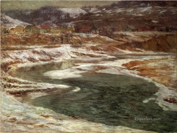  Winter Art Painting - Winter Brookville landscape John Ottis Adams